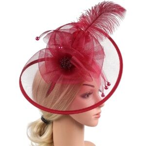 Women’s Red Vintage Style Tea Party Fascinators Derby Hat